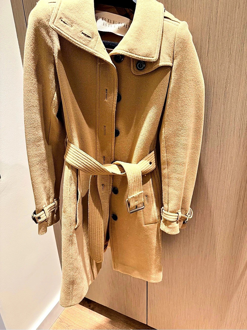 Burberry Brit Belted Wool Coat in Brown